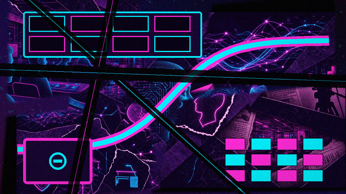 An S-curve ribbon, blank tote board, vault and experimental cubes